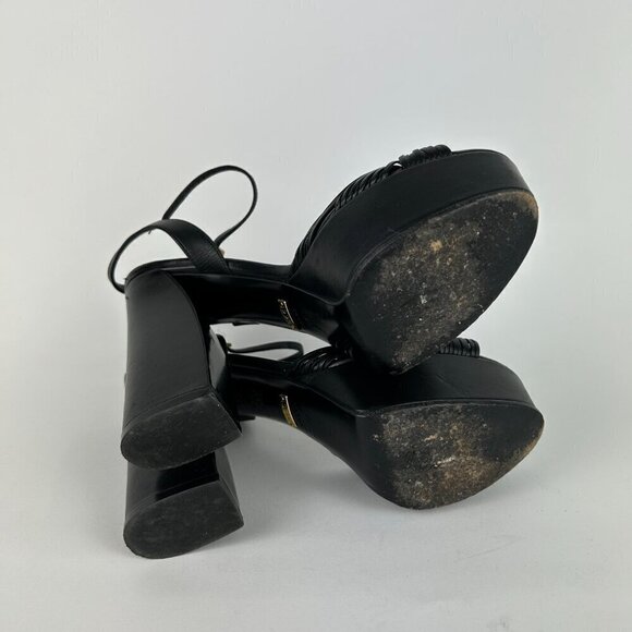 Gucci Allie Knotted Platform Sandals EU 37 US 7 Black Crawford Block High Heel - Picture 10 of 12
